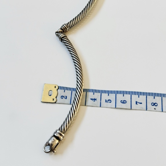 David Yurman Two Tone 925 14k Gold Ruby Cable Link Choker Necklace - Picture 12 of 13